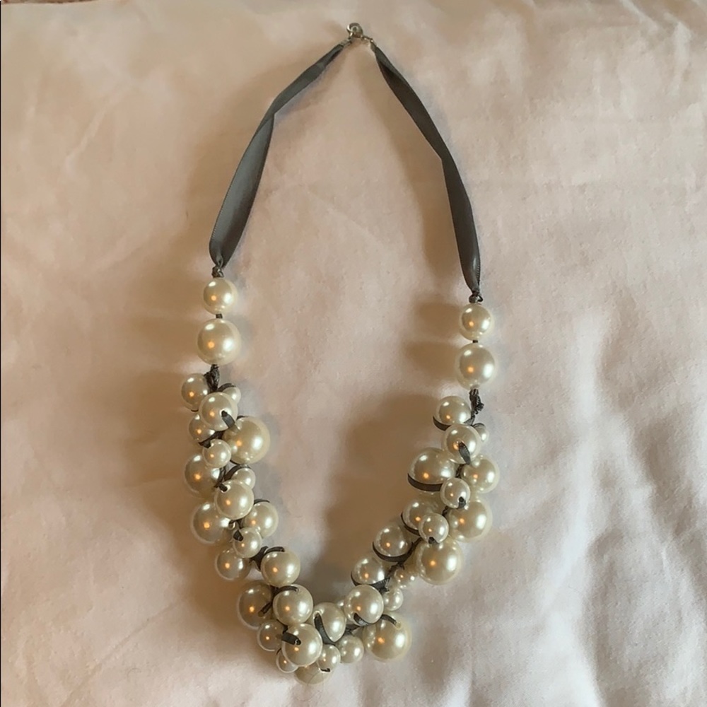 Fabric and pearl statement necklace